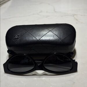 CHANEL Black Sunglasses with Quilted Case